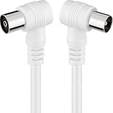 Zarivy TV-Kabel, 10 m, rechtwinklig, weiß, ideal für Verbindungen in engen Räumen, um plötzliche Verdrehungen zu vermeiden.