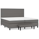 Eleganz Boxspringbett mit Matratze 200x200 cm Grau Kunstleder - Luxus Schlafsystem für großzügige Schlafzimmer, atmungsaktive Matratze für erholsamen Schlaf