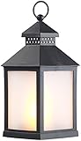Lunartec Gartenlaterne: LED-Laterne mit realistischem Flammenspiel und Timer, schwarz (LED Laterne mit Timer für draußen, Outdoor mit, Gartenleuchte Standleuchte)