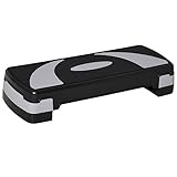HOMCOM Steppbrett Aerobic-Stepper höhenverstellbar mit 3 Stufen (10/15/20 cm) Fitness Heimtrainer für Indoor Outdoor Belastbarkeit bis 150 kg Schwarz+Grau