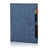 Anseom Klassisches Leder-Notizbuch, Notizbuch A5 Liniert,Notizbuche Hardcover-Leder, 80gsm Premium-Papier, Persönliches Tagebuch,Geschenke, A5 Business Notizbuch mit stift, 200 Seiten (Blau)
