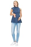 My Bump Umstands-Top mit seitlichen Rüschen, Schößchen, Stehkragen, hergestellt in den USA, D.blue Npab, Groß
