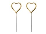 PartyDeco Wunderkerzen Herz Gold 16,5 cm 2 Stk. Party Dekoration Brennende Wunderkerze Hochzeit Valentinstag