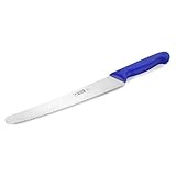 thermohauser Universalmesser (Stahl, rostfrei), einseitiger Wellenschliff, blauer Kunststoffgriff, Klinge 25 cm, Silber