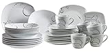 Mäser, Serie Chanson, Kombiservice 30-teilig, Porzellan Geschirrset, für 6 Personen, Weiß, Weiss/Opulenter Garten