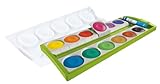 Pelikan Farbkasten K12, Deckfarbkasten mit 12 Farben, Farbe: Grün, inkl. Deckweiß, Schul-Standard, 701310
