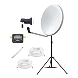 ARLI 60 cm SAT Anlage weiß lichtgrau mit Single LNB Stativ Satfinder 2×5 m Kabel Fensterdurchführung Satellitenschüssel Camping Balkon Garten Terrasse Wohnmobil Antennenstativ Ständer mit Heringen Set