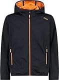 CMP Unisex Kinder Leichte Softshelljacke für Kinder Softshelljacke Kokon-Mantel, Anthrazit-Flamme, 128