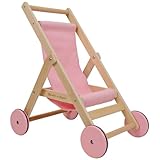Bandits & Angels Puppenbuggy Lovely Pink aus Holz – ab 2 Jahren – Puppenwagen aus Holz – für Puppen bis 50 cm – Puppenwagen Pink – Puppenbuggy