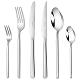 Deleca Silber Edelstahl Besteckset 6 Personen, 36-teiliges Essbesteck 6 Personen Spülmaschinenfest, Rostfrei Tafelbesteck Silberbesteck, Messer Gabel Löffel Set, Edelstahl Essbesteck für Haus & Dinner