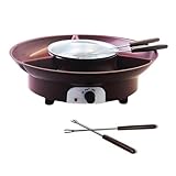 TagIo Fondue-Topf-Set, Elektrischer Schokoladen-Fondue-Maker mit 4 Gabeln, Käse-Fondue-Maschinen-Set zum Schmelzen, Temperaturregelung, EU-Stecker, Einfache Installation