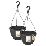 MePla - 2 Stück Ampel KOMET - wetterfestes Pflanzgefäß - UV-beständiger Blumenampel - Pflanztopf - ø30 cm - Anthrazit