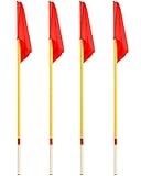 Sportikel24 Eckfahnen mit Kippgelenk – 4 im Set – mit Bodenhülse – 160 cm hoch – zur Spielfeldmarkierung – für Fußball & andere Sportarten