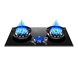 Gasherd mit 2 Brennern, unabhängige Steuerung, 180 Minuten Timer, Flameout Schutz für sicheres Kochen