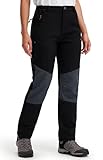 Libin Softshellhose Damen Winter Gefüttert Hose Wanderhose Thermohose Wasserdicht Skihose Winddicht Warm Outdoorhose Trekkinghose, Schwarz X-Groß
