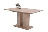 Hela Tische, Säulentisch Kulissentisch Helena, Holzwerkstoff melaminbeschichtet, Dekor Sonoma Eiche, ausziehbar mit Synchronauszug 140-220x90cm