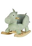 Sterntaler Schaukeltier Dino Rexi - Schaukeltier aus kuscheligem Plüsch und weicher Sitzfläche - Schaukelpferd für Kinder - Spielzeug Wippe für Baby und Kinder, pudergrün