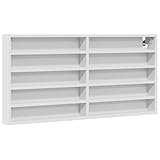 vidaXL Vitrinenschrank, Sammlervitrine 10 Ablagen, Hängevitrine Wandregal für Wohnzimmer, Glasvitrine Wandvitrine Hängeregal, Weiß Holzwerkstoff