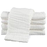 Lanjue 5 Stück Spucktücher, Weiche Mulltücher 50x25 cm aus Baumwolle, 6 Lagig Saugstark Waschlappen Mullwindeln für Baby Jungen Mädchen (Weiß)
