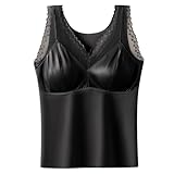 Generisch Women's German Velvet Warm Vest with Chest Pad Integrated Velvet Thick Bottoming Underwear Hose Damen (Black, L)