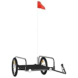 vidaXL Fahrradanhänger, Anhänger für Fahrrad, Lastenanhänger mit Deichsel Sicherheitsflagge, Transportanhänger 45kg, Schwarz Eisen
