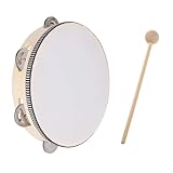 Holz Handtrommeln Set - Tambourin, Einreihige Handtrommel, Handheld Tamburin, Percussion-Handtrommeln für Kinder, Mit 1 Schlägel für Party, Schule und Frühpädagogisches, 8 Zoll
