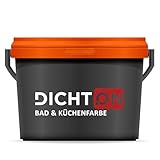 DICHTON Bad & Küchenfarbe 2,5l weiß mattglanz - Wandfarbe, Feuchtraumfarbe abwaschbar - Innenfarbe für Bad, Küche, Keller, Garage - hochdeckend, schimmelwidrig, desinfektionsmittelbeständig D.42W