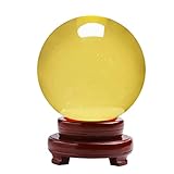 Kristallkugeln - natürliche Quarzkugeln, Natürliche gelbe Kristallkugel mit Holzständer, Citrin-Quarz-Fengshui-Kugel, magische Perlen, Wahrsagemeditation, Kristallheilung, Wahrsagekugel, Heimdekoratio