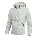 ZHOUXYFDC Wasserdichte Jacke Herren Wasserdichte Regenjacke for Herren, leicht, mit Außenkapuze, Outdoor-Regenmantel, winddicht, for Wandern, Klettern, Outdoor-Jacken(Beige,L 45-55kg)