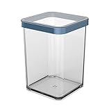 Rotho Loft quadratische Vorratsdose 1l mit Deckel und Dichtung, Kunststoff (SAN) BPA-frei, blau/transparent, 1l (10.0 x 10.0 x 14.2 cm)
