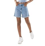 Nina Carter P208 Damen High-Waist Jeans-Shorts im Used-Look Mittel-Oberschenkel Denim Sommershorts (Hellblau (P208-6), XL)