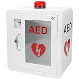 AED Defibrillatorschrank mit Licht und Alarm, wandmontierte Aufbewahrung für Notfall Erste Hilfe in Büros, Krankenpflege, Häusern und Bussen