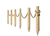 TIMBERMIK Holzzaun 6x Holzpfosten Ø8 x 120cm + 12m Juteseil Staketenzaun Gartenzaun Zaunelemente Garten Holz Nicht Imprägniert