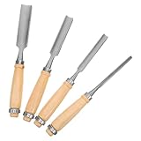 SEWOART 4 Stück Holz Schnitzmesser Set Halbrund Stahl Meißel Holzbildhauer Werkzeug für Anfänger und Profis Holzschnitzerei DIY Hobby Kreatives Schnitzen
