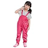 Gaga city Regenhose Kinder Regenlatzhose Regenoverall Buddelhose Jungen Outdoor Sport Hose wasserdichte Atmungsaktiv Matschhose Mädchen Rose/110/116