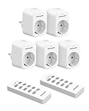DEWENWILS Funksteckdosen mit Fernbedienung, 10A 2300W, Plug-In Ein/Aus Funk-Wandschalter, Kein Kabel Erforderlich, Erweiterbarer Lichtschalter für Feiertagsdeko, 30M Reichweite,Vorprogrammiert, Weiß