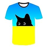 CHANYI Herren 3D Druck T-Shirt Cooles T-Shirt Männer/Frauen 3D T-Shirt Print Zwei Katze Kurzarm Sommer Tops Tees Lustiges T-Shirt Männlich S-6Xl XL