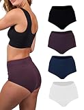 Basic Treasure 4er Pack Bauchweg Unterhose Damen, High Waist Shapewear Briefs, Figurformende Unterwäsche, Miederhose (DE/NL/SE/PL, Alphanumerisch, XXL, Regular, Regular, Schwarz/Navy/Grau/Weiß)