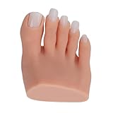 Hamwesh Silikon-Fußmodell, Künstlicher Halbfuß mit Realistischer Hautstruktur für Nail-Art-Training und Pediküre-Übungen, Weich, Flexibel, Waschbar, Wiederverwendbar, 5 Packungen Nagelspitzen