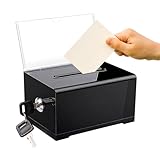 QUTHZZHY Spendenbox Abschließbar, Acryl Spendendose, Wahlurne mit Schilderhalter, Schwarz Vorschlagsbox mit Schlitz, für Spendenaktionen, für Gewinnspiele, Abstimmungen, 16 x 12 x 10 cm