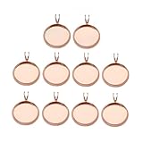 HORIALENCE 10Stücke DIY Anhängertabletts mit V Förmiger Lünette für Schmuckherstellung Runde Kupfer Trays Roségold für Kreative Bastelprojekte und Personalisierte