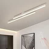 TZSMUM LED Linear Deckenleuchte mit Fernbedienung Deckenlampe 2700K-6500K Dimmbar Deckenbeleuchtung Eisen Silikon Langes Rechteck Dekoration für Büro Kinderzimmer Wohnzimmer (100cm,A Weiß)