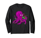 Lustiger schottischer Oktopus spielt Dudelsack Langarmshirt