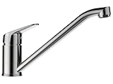 SCHOCK® Küchenarmatur Evinas Edelstahl I Hochdruck Einhebelmischer 360° drehbar I Armatur mit platzsparendem Festauslauf I Flüsterperlator für leisen Wasserstrahl