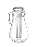 HENDI Krug, mit Eiswürfelkühlung, Saftkanne, Glaskrug, Glaskaraffe, Birnenförmiges Modell aus kratzfestem, transparentem SAN Kunststoff mit Deckel, 2,2L, ø150x(H)260mm, SAN Kunststoff