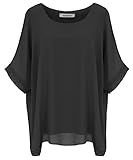 Van Der Rich ® - Bluse aus Mousseline mit Innenfutter - Damen (Schwarz, L-XL)