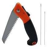 GTIWUNG Klappsäge & Handsäge & Baumsäge Orangefarbener Griff, Garten-Klappsäge mit Sicherheitsverschlus +2 Stück 20/25CM Stahldraht Keychain