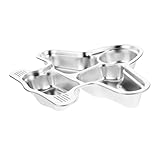 ELEOUTI Edelstahl Teller mit Unterteilung Stapelbar Spülmaschinenfest Kindgerecht mit Niedlichem Cartoon design für Frühstück Outdoor und Alltag Platzsparend und Geruchsneutral