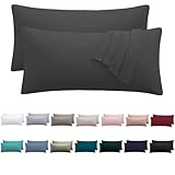 Nesture Kissenbezug 40 x 80 2er Set - kopfkissenbezug 40x80 cm Anthrazit, 100% Mikrofaser kissenbezüge mit Reißverschluss, Weich und Bügelfrei