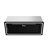 KKT KOLBE Dunstabzugshaube 72 cm | Abluft | Umluft | Inselhaube | Unterbauhaube | Schrank oder Deckenmontage | Edelstahl | Schwarz Glas | Nachlaufautomatik | LB720